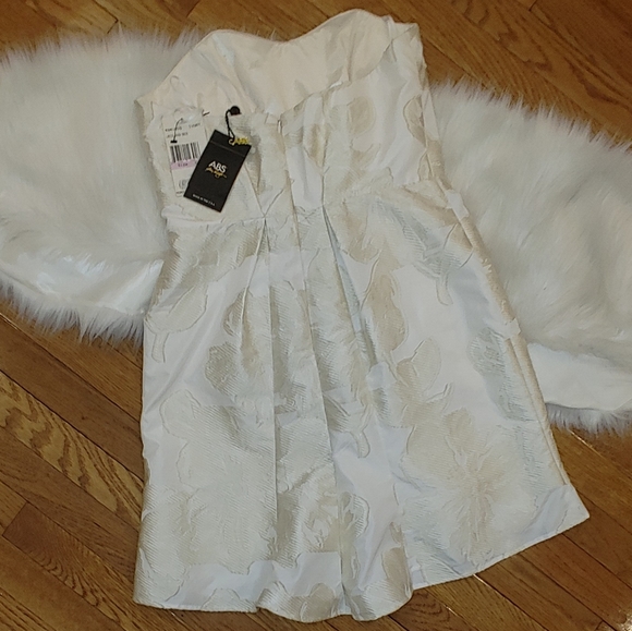 ABS STRAPLESS JEWELED BROCADE DRESS 6 - Picture 6 of 14